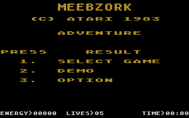 Meebzork (1983) (Atari) Screenshot